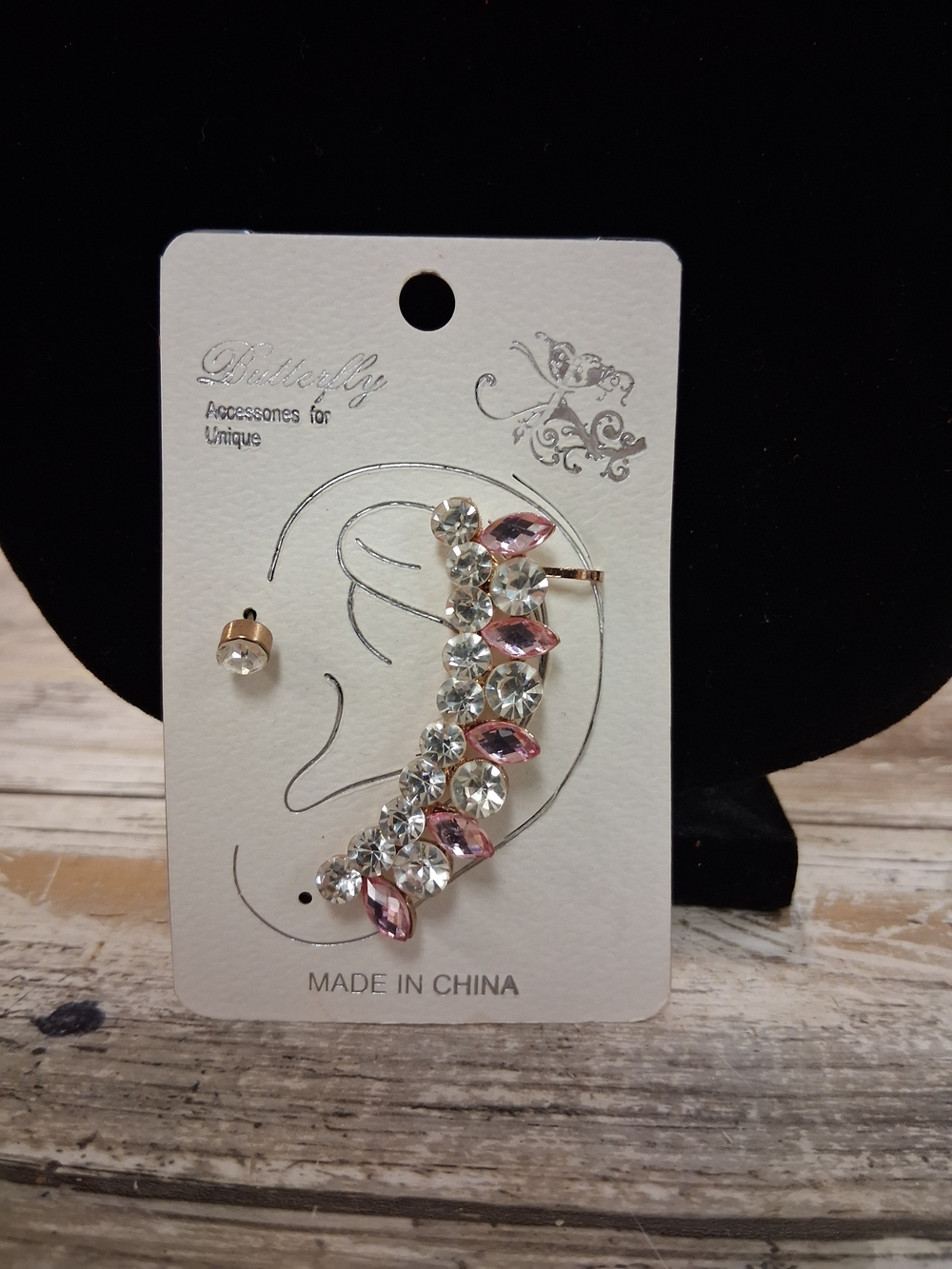 Butter Pink and Clear Crystal Ear Crawler Set
